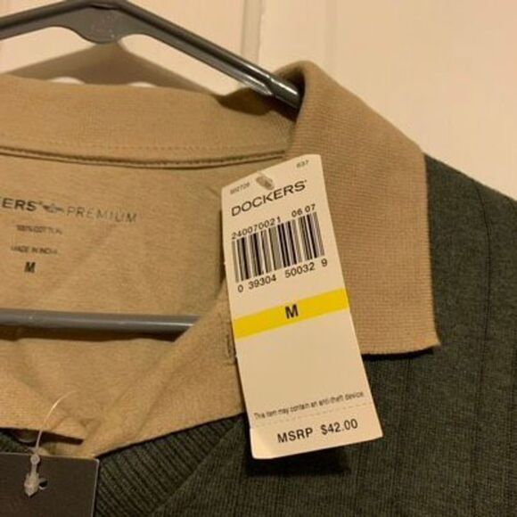 Dockers Premium 2 In 1 Size Medium Green Long Sleeved Shirt *New* - Picture 3 of 6